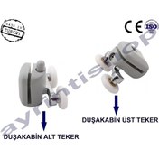 Resim Duşakabin Kapı Gri Rulman Tekerleri Alt - Üst Tekerleği Gri 