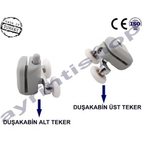 Resim Duşakabin Kapı Gri Rulman Tekerleri Alt - Üst Tekerleği 