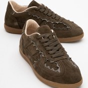 Resim Luvi Shoes Shiva Haki Hakiki Deri Kadın Günlük Spor Ayakkabı Haki 