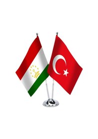 Resim Tacikistan - Türkiye - İkili Saten Masa Bayrağı 1 