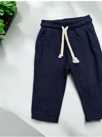 Resim Nanica Kids Erkek Bebek Keten Beli Lastikli Bol Paçalı Pantolon-14077 Lacivert 