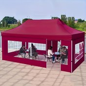 Resim Ekstra Büyük! Yüksek Kaliteli Mavi/Kırmızı Rüzgar Geçirmez Dış Mekan Çadır - Ayarlanabilir Köşeler ve Şeffaf Ön Panel, Dayanıklı Polyester Kumaş, Pazar, Havuz Kenarı, Teras İçin Uygun 