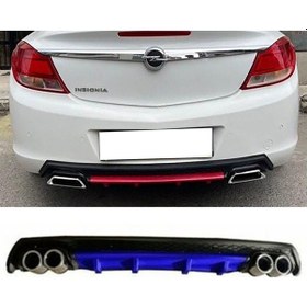 Resim Opel İnsignia Uyumlu Mavi Difüzör Çiftli Yuvarlak Egzoz Görünümlü D Tip Difizör 2009 - 2013 