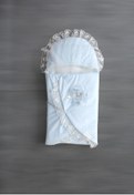 Resim Tomuycuk Unisex Mavi Bebek Dış Kundak & Battaniyesi - Kruvaze %100 Pamuklu Bebek Kundağı - Lanswel 