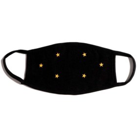 Resim StüdyoÜmitTişört Sarı Yıldız Uzay %100 Pamuklu Siyah Penye Kumaş Yıkanabilir Maske B095-069sa 