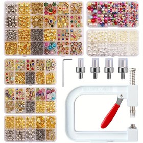 Resim Ev dekorasyonu için taşınabilir tırnak boncuk makinesi seti - kıyafetler, şapkalar, arabalar ve tatil partileri için uygun çok fonksiyonlu retro sanat parçaları 