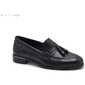 Resim Venüs 2455202k Düz Topuk Püsküllü Deri Loafer Kadın Ayakkabı Siyah 