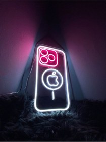 Resim Iphone Apple Neon Tabela Neon Led Işıklı Tablo 60 X30 Cm Renkli 
