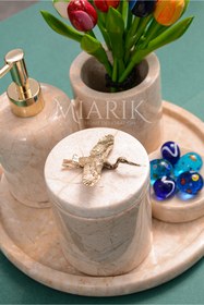 Resim MIARIK DESIGN & DEKORASYON Dekoratifmermer Aksesuar Detaylı 5 Li Banyo Seti Takımı 