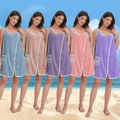 Resim Hızlı Kuruyan Giyilebilir Havlu - Süper Yumuşak Mercan Polar, Bohem Tarzı, Uzun Şekilli, Spa'dan Plaj'a Gerekli, Cep ile Rahat Uygunluk, 260gsm, Plaj 