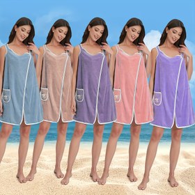 Resim Hızlı Kuruyan Giyilebilir Havlu - Süper Yumuşak Mercan Polar, Bohem Tarzı, Uzun Şekilli, Spa'dan Plaj'a Gerekli, Cep ile Rahat Uygunluk, 260gsm, Plaj 