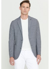 Resim Ac&Co / Altınyıldız Classics Erkek Sıyah Beyaz Slim Fit Dar Kesim Mono Yaka Desenli Blazer Ceket Sıyah Beyaz Siyah - Beyaz 