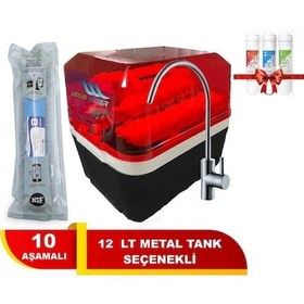 Resim 10 Aşamalı Kapalı Kasa Su Arıtma Cihazı 12 Lt Metal Tanklı 