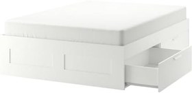 Resim Çift kişilik baza, beyaz, 180x200 cm, 4 çekmeceli 
