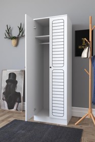 Resim Remaks Fuga 2 Kapaklı Elbise Dolabı - Beyaz Gövde Beyaz Kapak 