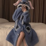 Resim Disney Stitch Kış Yeni Stil Peluş Fleece Kalınlaştırılmış Tek Boyutlu Sıcak Bornoz Uzun Sevimli Erkekler ve Kadınlar İçin Temel Hediye 
