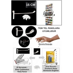 Resim Tel Pano Kancası Koruma Kauçuklu Beyaz 20 Cm Deluxe Raf Askısı Ekstra Güçlü 25 Adet Beyaz 