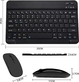 Resim Apple Uyumlu iPad A16 11" Model Tablet Için Uyumlu Slim Şarjlı Bluetooth Klavye Ve Mouse Seti (Siyah) 