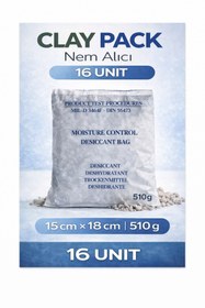 Resim nemtut CLAY PACK AKTİF KİL NEM ALICI 16 UNİT ( 15 CM X 18 CM - 510 g ) 18 ADET 