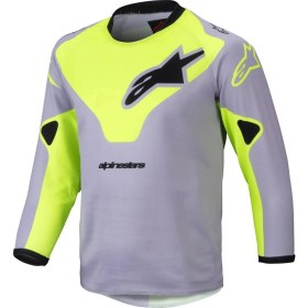 Resim Alpinestars Kids Racer Veil Çocuk Off-Road Jerseyi Gri Sarı Siyah 