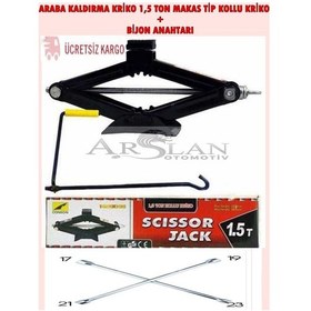 Resim Araba Kaldırma Kriko 1.5 Ton Makas Tip Kollu Kriko+bijon Anahtarı 