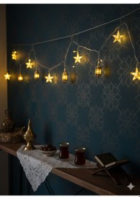 Resim Ramazan Kandil Desenli 3 Metre Yıldız Perde Led Gün Işığı 