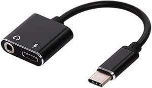Resim Bangyi dönüştürücü C Tipi 3.5mm Jack Kulaklık Şarj Kablosu USB C Ses Aux Kablosu Ses Adaptörü Kulaklık Şarj Dönüştürücü için Yedek (Siyah) Type C to 3.5mm Jack Earphone 