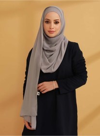 Resim Tuva Şal İç Boneli Şifon Hazır Türban - Gümüş Rengi - Tuva 