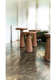 Resim Ahşap Mantar Sehpa 3'lü Set Kahverengi Yan Sehpa Takımı Dekoratif Tasarım Kahverengi 