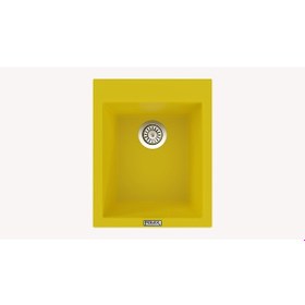 Resim Polex Cristalüx Granit Evye P-05 Sarı Tezgah Altı Ve Tezgah Üstü Kare Mutfak Evyesi 41x51 CM 