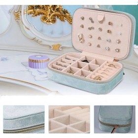 Resim Mdl1-kadife Mavi Takı Kutusu Yeni Tasarım Fermuarlı Düzenleyici 