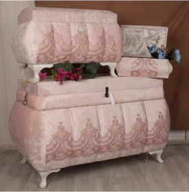 Resim Gelin 3lü Çeyiz, Bohça & Makyaj Sandık Takımı 1002 