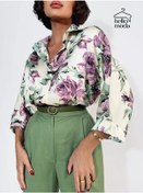 Resim Hello Moda Saten Büyük Beden Şık Bluz 214168900 Sütlü 