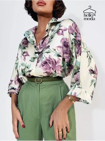 Resim Hello Moda Saten Büyük Beden Şık Bluz 214168900 Sütlü 