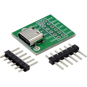 Resim A TYPE-C USB'li Pin DIP Dişi Soket B-Tipi Adaptör Tahtası, Dişli Bağlayıcı ile Ön-Ölçülü, Başlık Pinleri ve Güç/Veri Kabloları İçerir. 