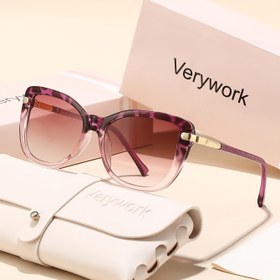 Resim Verywork Büyük Boy Yuvarlak Kedi Gözlüğü Çerçevesi - Kaplumbağa Kabuği Şekilli & İnce Lensli Rehberliksiz Eyewear, Altın Tonlu Menteşelerle Desenlenmiş, 18 Renk Se 