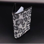 Resim Beyaz Taşlı Leopar Desen Kartlık Cüzdan 