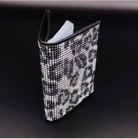 Resim Beyaz Taşlı Leopar Desen Kartlık Cüzdan 
