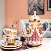 Resim 1 Adet Seramik 3D Kabartmalı El Boyalı Victoria Pembe Gül Kahve Potu, Kapaklı Çaydanlık, 1 Set Kahve, Çay Bardağı Tutucu, Amerikan Ev Dekorasyonu, Masa Süsü, Hediye Çaydanlık Kapasitesi: 1200ml, Fincan ve Tabak Tutucu Kapasitesi: 100ml 