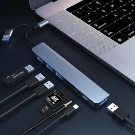 Resim Coverzone Çoklayıcı Adaptör 8 in 1 USB/Type-c To USB A, USB C Macbook uyumlu Çevirici Adaptör Çok Portlu Çoklayıcı 8in1 USB HUB Titanyum Renk BYL2218TU 