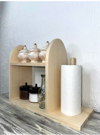 Resim O&a Wood Doğal Ahşap Mutfak-banyo Rafı Tezgah Üstü Düzenleyici Ba 