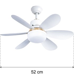 Resim Waldern 6 Kanatlı, Işıklı Sessiz Çalışma Tavan Tip Vantilatör 52 cm 