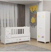 Resim Melina Bebek Odası Yıldız 2 Kapaklı Dolap - Uykucu Beyaz 