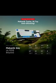 Resim Rampage Nımbus Beyaz USB Rainbow Türkçe Red Switch 26 Tuş Anti-Ghosting Mekanik Klavye Oyuncu Klavyesi 