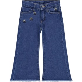 Resim Civil Girls Mavi Çiçek Nakışlı Pantolon 2-5 Yaş Kız Çocuk Regular Fit İspanyol Paça 