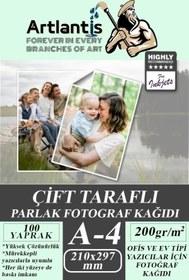Resim Artlantis Fotoğraf Baskı Kağıdı A-4 200 Gr/m2 100'lü 1 Paket A4 Fotoğraf Kağıdı Ofis Ve Ev Tipi Mürekkepli Yaz 