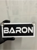 Resim Siyah Renk Üzeri Beyaz Renk Baron Yazılı Vantuzlu Cam Süsü 