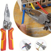 Resim Elektrik testi, kablo kesme makası, çok amaçlı tel sıyırma ve sıkıştırma pensesi, elektrikçi kablo kesici tel sıkıştırma pense bölme sarım çok fonksiyonlu alet 