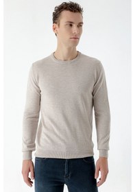 Resim Morven Erkek Bej Basic Bisiklet Yaka Dynamic Fit Rahat Kesim Triko Bej 