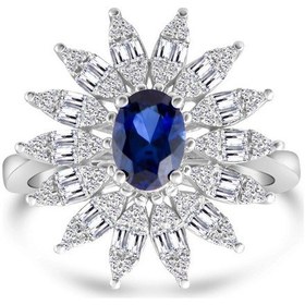 Resim 1.45 Karat Safir Pırlanta Yüzük Beyaz Altın 